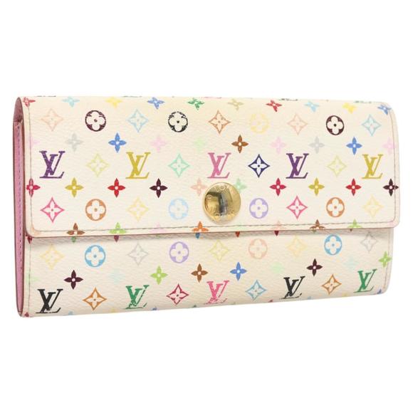 LOUIS VUITTON Handbags - LOUIS VUITTON Multicolor Portefeuille Sarah Wallet White M93532 LV Auth 119243